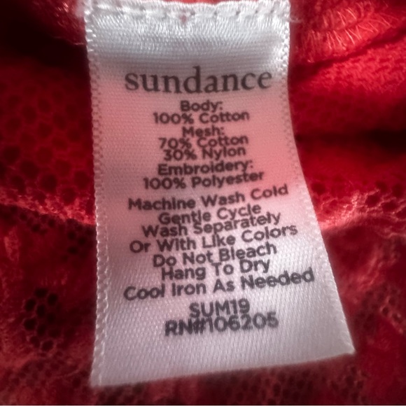 Sundance Crochet Lace Peasant Top Short Sleeve Womens Medium Coral Floral (L1) - Picture 9 of 10